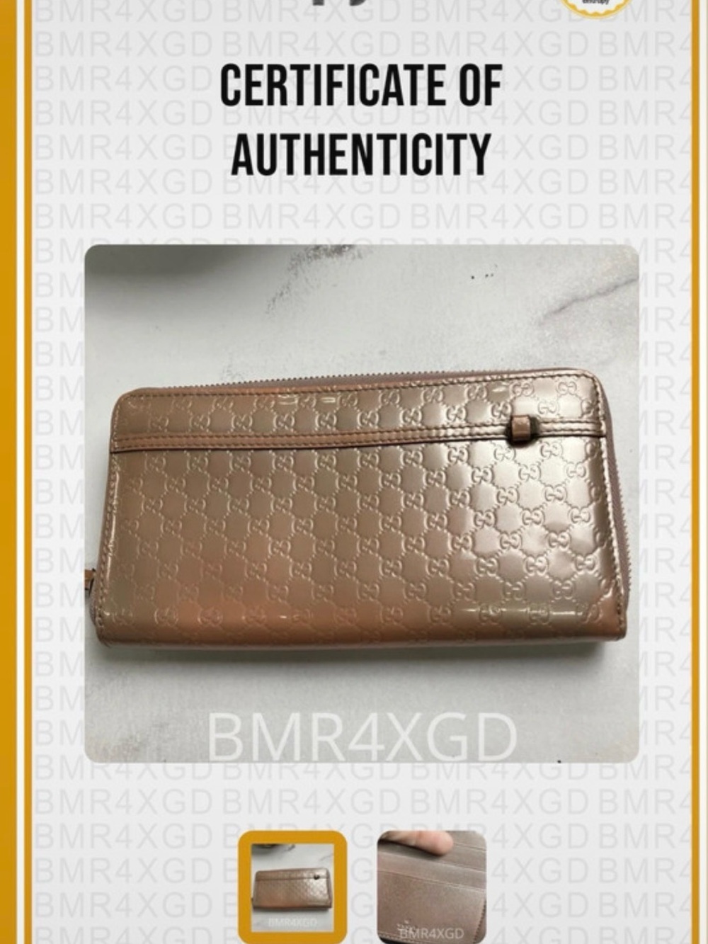 Gucci Embossed Logo Zip-Around Wallet in Taupe/Pink Shade - Picture 10 of 10